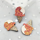 Daiiibabyyy 10Pcs/Lot 26*42mm Felt Ice cream Glitter Rainbow Patches Applique Crafts for Children Headwear Hair clip Accessorie and Garment