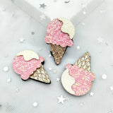 Daiiibabyyy 10Pcs/Lot 26*42mm Felt Ice cream Glitter Rainbow Patches Applique Crafts for Children Headwear Hair clip Accessorie and Garment