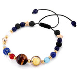 Daiiibabyyy Universe Galaxy Eight Planets Solar System Guardian Star Natural Stone Beads Bracelet Bangle  Adjustable For Women Men Unisex