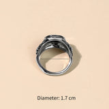 Daiiibabyyy Gothic Style Punk Natural Stones Horse Engrave Rings Massive Silver Color Men's Finger Ring Jewelry For Gift