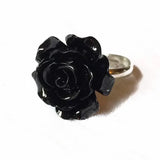 DAIIIBABYYY  -  New Goth Black Flower Adjustable Ring Resin Shape Metal Romantic Gorgeous Engagement Vintage Jewellery Women Gift Halloween