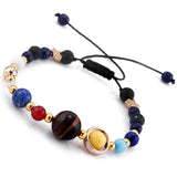 Daiiibabyyy Universe Galaxy Eight Planets Solar System Guardian Star Natural Stone Beads Bracelet Bangle  Adjustable For Women Men Unisex