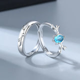 Daiiibabyyy  Silver Color Deer Ring for Women Girl Gift Couple Blue Crystal Jewelry Dropship Wholesale