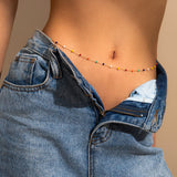 DAIIIBABYYY  -  Sexy Vintage Aesthetic Belly Chain Thin Beads Link Body Chain Waist Chain Belt Y2K Streetwear Summer Women Fashion Body Jewelry