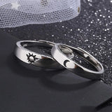 DAIIIBABYYY  -  2Pcs Sun and Moon Lover Couple Rings Set Promise Wedding Bands for Him and Her Jewerly Gift