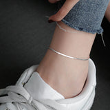 Daiiibabyyy 925 Sterling Silver Snake Bone Anklet for Women Temperament Simple Trendy Foot Jewelry New