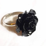 DAIIIBABYYY  -  New Goth Black Flower Adjustable Ring Resin Shape Metal Romantic Gorgeous Engagement Vintage Jewellery Women Gift Halloween