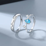 Daiiibabyyy  Silver Color Deer Ring for Women Girl Gift Couple Blue Crystal Jewelry Dropship Wholesale