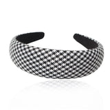 Wide Retro Hair Bands for Women Headwear Check Fabric Headbands Bezel for Girls Lattice Hairband Lady Hair Accessories