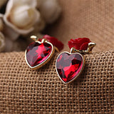 DAIIIBABYYY  -  Fine jewelry wholesale Red heart pendant rose stud earring female fashion accessories crystals stud earring bridal jewelry