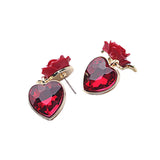 DAIIIBABYYY  -  Fine jewelry wholesale Red heart pendant rose stud earring female fashion accessories crystals stud earring bridal jewelry