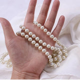 Daiiibabyyy 2024 New Fashion Women Jewelry Pearl Bead Necklace Long Sweater Chain Necklace For Women Dress Accessories Gift For Girl Mother