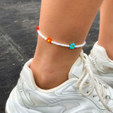 DAIIIBABYYY  -  Kpop Flower Anklet Bracelet Women  Fashion Colorful Seed Beads Chain Charm Bracelet On The Leg Boho Jewelry