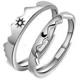 DAIIIBABYYY  -  2Pcs Sun and Moon Lover Couple Rings Set Promise Wedding Bands for Him and Her Jewerly Gift