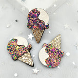 Daiiibabyyy 10Pcs/Lot 26*42mm Felt Ice cream Glitter Rainbow Patches Applique Crafts for Children Headwear Hair clip Accessorie and Garment