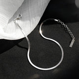 Daiiibabyyy 925 Sterling Silver Snake Bone Anklet for Women Temperament Simple Trendy Foot Jewelry New