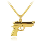 DAIIIBABYYY  -  Wholesale Fashion Mens Boys Necklaces Hand Pistol Gun Pendant Necklace Men Biker Black Gold-color Hip Hop Colar Jewelry