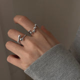 Daiiibabyyy 925 Stamp Silver Color Geometric Open Ring for Women Girl Gift Light Luxury Personality Exquisite Jewelry Dropshipping