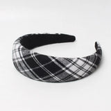 Wide Retro Hair Bands for Women Headwear Check Fabric Headbands Bezel for Girls Lattice Hairband Lady Hair Accessories