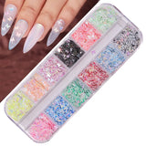 Daiiibabyyy Nail Sequins Irregular Heart Laser Sparkly Butterfly Design Nail Art Decoration Set Nail Glitter Flakes for UV Gel Manicure