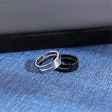 DAIIIBABYYY  -  Stainless Steel Ring for Men Women Black Minimalist Casual Finger Rings  Couple Jewelry Wedding Gift for Lover