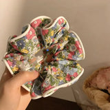 DAIIIBABYYY  -  Elastic Scrunchies Women Flower Hair Band Vintage Ponytail Holder Floral Hair Tie Fashion Hair Rubber Bands Hair Accessories