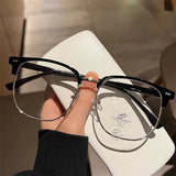 DAIIIBABYYY  -  Metal Square Half Frame Glasses Women Men Semi Rimless Computer Reading Eyeglass Anti Blue Light Goggle Spectacle Eyewears