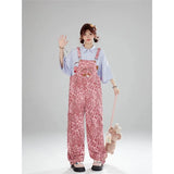 DAIIIBABYYY  -  Overalls Pants Women's Suspender Jeans Pink Plus Size Y2K Streetwear Baggy Pants Vintage Leopard Print Mom Denim Braces Trouser