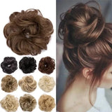 DAIIIBABYYY  -  Synthetic Messy Curly Hair Bun Hair Ring Chignon Extension Donut Rubber Bands Ombre Brown Black Brown Wig Rubber Band Hair Ties