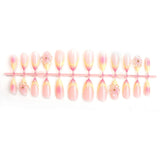 DAIIIBABYYY  -  24pcs Ins 3D Flower Fake Nails Sweet Gradient Yellow Press on Nails Full Cover Wearable Hand-paint French Almond False Nail Tips