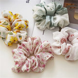 DAIIIBABYYY  -  Wholesale Korean New FLoral Pure Colorful Elastic Scrunchie Fashion 3PC/Set Women's Chiffon Hair Band Hair Accessories