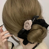 DAIIIBABYYY  -  Women Fashion Pearl Elastic Scrunchies Girls Camellia Hairband Beads Rope Rubber Ponytail Holder Band Hair Accessories Heawear