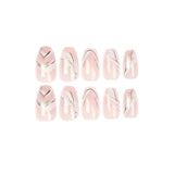 Daiiibabyyy 24press on Nail White Shading Lines The Magic Mirror Pink Special Nail Plate Free Tools Full Nail Tips  Short Press on Nails