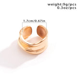 Daiiibabyyy Vintage Smooth Pleated Open Wide Ring for Women Men Metal Style Irregular Stacked Texture Finger Y2K Accessories Fashion Jewelry