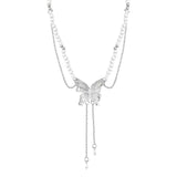 DAIIIBABYYY  -  Light Luxury Butterfly Necklace Women Tassel Pendant Collarbone Chain Niche High-End Personalized Design Temperament Banquet