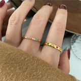 DAIIIBABYYY  -  INS Stainless Steel Rainbow Color Cubic Zircon Stone Finger Rings for Women Gold Color Waterproof Stars Ring Jewelry Gift