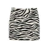 DAIIIBABYYY  -  Zebra Stripes Faux Fur Short Skirt Winter Stylish Women Y2K Bodycon Skirts Party Clubwear Vintage 2000s Costume Sexy