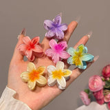 DAIIIBABYYY  -  6Pcs Hawaiian Gradient Hair Clips Flower Hair Claws Small Size Fashion Headwear Hairpin Crab Barrette Hair Accessories for Women