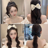 Daiiibabyyy Three-layer Bowknot Hairpin for Women Elegant French Temperament Bowknot Hair Clip Retro High-end Hair Accessories