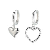 DAIIIBABYYY  -  Sweet Hollow Heart Silver Hoop Earrings Charms Stud Earrings Clips Ear Studs Clip Earring Jewelry for Women Girl Ear Ring Gift