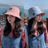 Daiiibabyyy Summer Korean Version Of The Trendy Fisherman Hat Women's Sunscreen UV Protection Sun Hat Japanese All-Match Double-Sided Sunhat