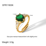 DAIIIBABYYY  -  Tarnish Free  Plated Stainless Steel Cubic Zirconia Stone Open Ring For Women Wedding Rings Mothers Day Gift