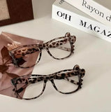 DAIIIBABYYY  -  Y2K Leopard Print Cat Bow Eyeglasses Frame NEW Vintage Glasses Accessory Cosplay Bow Ear Toys Girls Gift Halloween Party Props