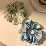 DAIIIBABYYY  -  1pcs Ancient Style Colorful Blue Green Oil Painting Scrunchies Large Hair Tie Ropes Women Elegant Ponytail Holder Girls Headwear