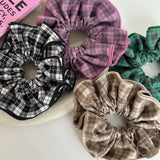 DAIIIBABYYY  -  Ins Hot Sale Fashion Colorful Plaid Cloth Elastic Scrunchie Advanced Fabrics Hair Rope Hair Accessories