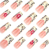 DAIIIBABYYY  -  24pcs Autumn Leopard print False Nails French Ballet Fake Nail Tips Wearable Full Cover Red Flower Spice Girls Press on Nails