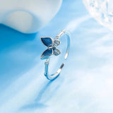 Daiiibabyyy 925 Sterling Silve Blue Dropwise Glaze Ring for Women Girl Gift Zircon Butterfly Sweet Romantic Jewelry Dropshipping