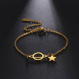 DAIIIBABYYY  -  Saturn Planet Star Charm Bracelets Women Girls Stainless Steel Hand Bracelet Fashion Astronomy Jewelry Gift for Friends