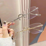 DAIIIBABAYYY  -  Harajuku Rimless Glasses Women Transparent Rectangle Shades Eyewear Blocking Glasses Frameless Anti-blue Optical Eyeglass