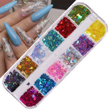 Daiiibabyyy Nail Sequins Irregular Heart Laser Sparkly Butterfly Design Nail Art Decoration Set Nail Glitter Flakes for UV Gel Manicure